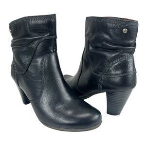 Pikolinos Womens Leather Ankle Boots Black Size 36 Zip Heel Spain